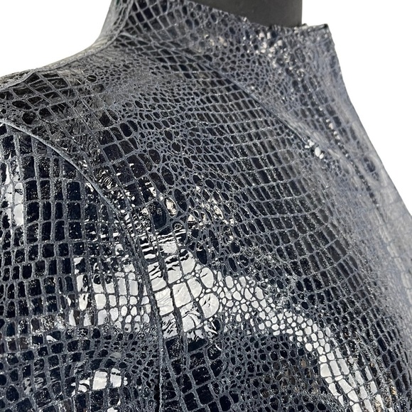 CHICOS KIMBERLY REVERSIBLE STRIKING ANIMAL MIDNIGHT LAVA EMBOSSED LEATHER JACKET - Picture 14 of 16